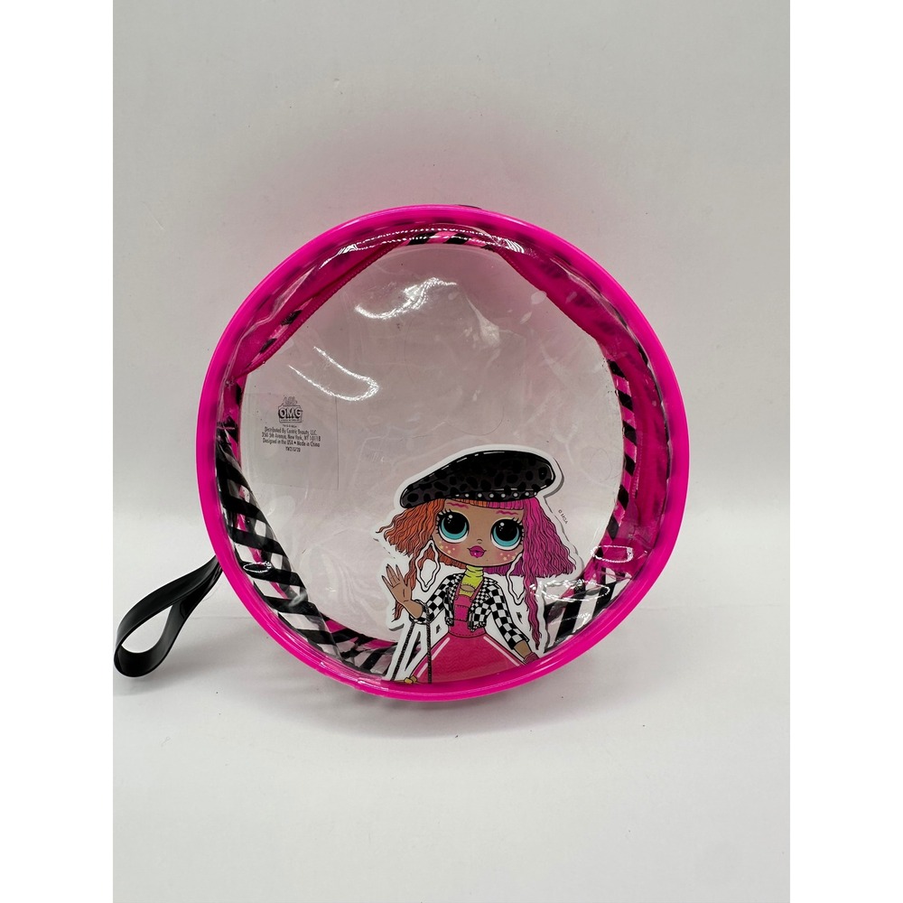 L.O.L. Surprise! OMG Doll Pink Clear Zippered Round Cosmetic Travel‎ Bag